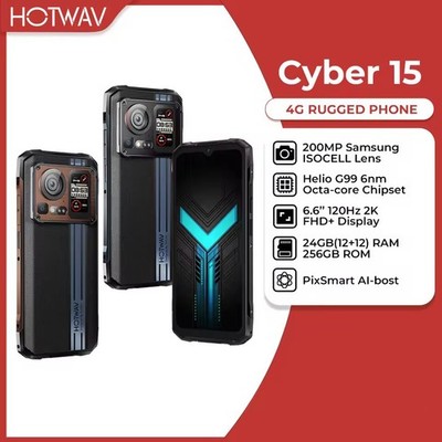 HOTWAV Cyber 15 Rugged Phone Rear Screen 200MP PixSmart 6.6'' FHD+ 2K 120Hz IP68