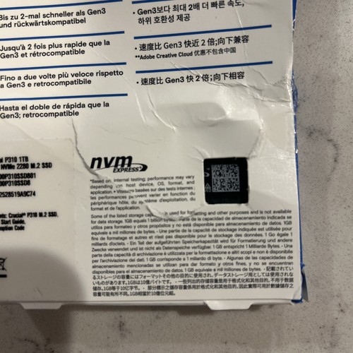 Crucial - P310 1TB Internal SSD PCIe Gen 4 x4 NVMe M.2 box has damage has damage - Picture 2 of 2