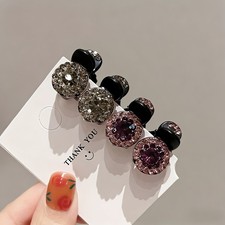 2Pcs Rhinestone Mini Hair Clips, Round for Bangs Side Hair, Princess