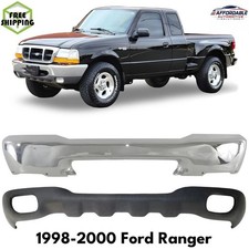 Front Bumper Face Bar Chrome Steel Lower Valance Kit For 1998-2000 Ford Ranger
