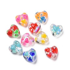 60pcs Heart Bead Valentine's Day Handmade Glass Beads Strands for Jewelry Making