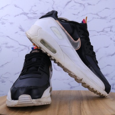 Nike Air Max 90 Leather SE GS Off Noir Black Youth Shoe DJ0414-001 Big Kid Sz 7Y
