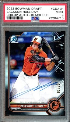 2022 Bowman Draft Jackson Holliday Black Refractor Auto #5/75 PSA 9