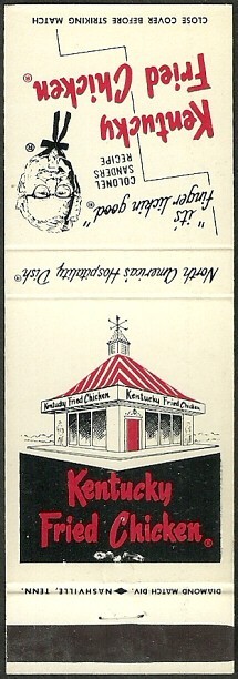 KFC circa 1969 KENTUCKY FRIED CHICKEN matchcover 7 stores OMAHA, NE metro area