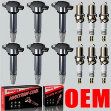 Brand 6X OEM Ignition Coil & 6X Iridium Spark Plug For Dodge Chrysler V6 UF502