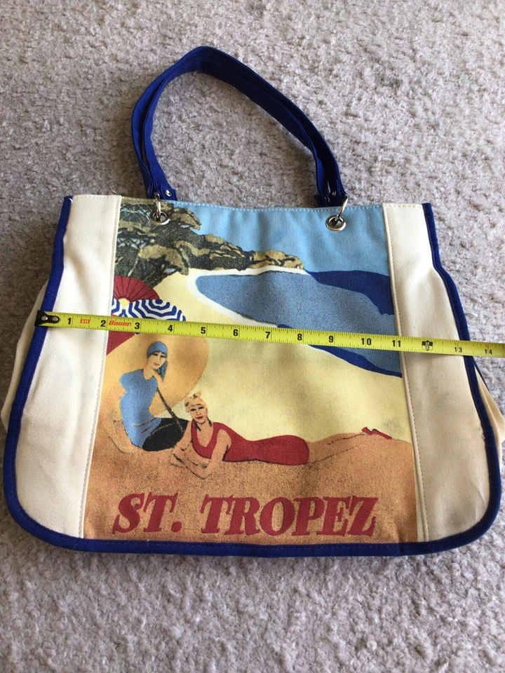 Bolso de playa St Tropez raro, vintage 14” X 12” excelente, único en su clase, coleccionistas Foto 3 de 4