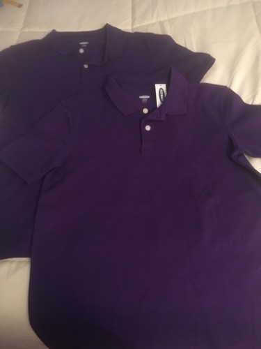 Two Old Navy Boys Purple Polo Shirts Size L Short Sleeve New w Tag