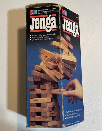 Vintage Jenga Classic Game With Precision WOOD Crafted 1986 Milton Bradley - Picture 3 of 9