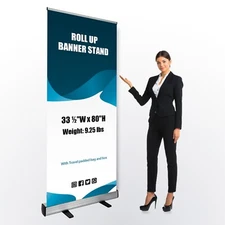 Heavy-Duty 33½"x80" Retractabel Banner Stand (Stand ONLY) Roll Up Display