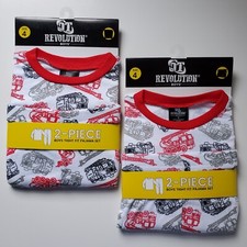 Lot 2 Pair Size 4 Boys Pajamas 2 Piece Pajama Set Tight Fit Fire Trucks Fireman