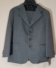 Mark Jason Boys 2pc Suit Coat Pants Set Size 6 Regular Gray Striped NEW