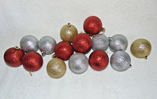 Lot of 15 Christmas Shatterproof Glitter Ball Ornaments Solid Multicolor G