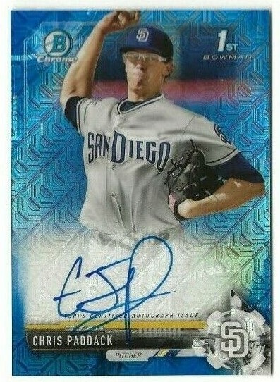 2017 Bowman Chrome Chris Paddack Auto Blue Mojo #d /150 San Diego Padres