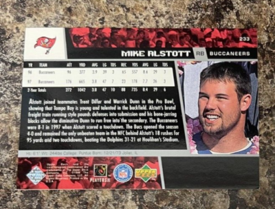 upper deck キャプテンアメリカ　サインカード 1998 UPPER DECK Card # 233 Mike Alstott - Tampa Bay Buccaneers | eBay