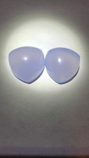 2 VINTAGE NATURAL BLUE CHALCEDONY 16 MM TRILLION POLISHED CABOCHON GEMSTONES