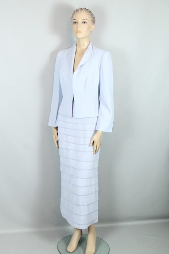 DAYMOR COUTURE Periwinkle 2pc Layered Long Gown Dress Blazer Jacket 10 - Picture 10 of 13