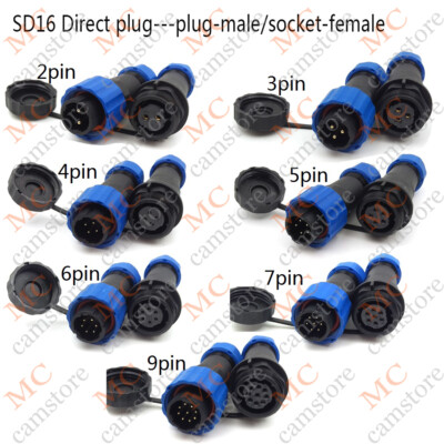 SD16 2 ~9pin Waterproof Connector,IP68 Electrical High Voltage LED Connector