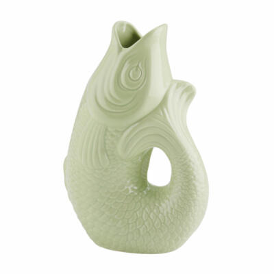 Gift Company Vase Monsieur Carafon S, Dekovase in Fisch-Form, Steingut, Green Bay, 25 cm, 1087403008