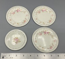 Vintage Ohio Art Co Child's Toy 4 Plates Metal Pfaltzgraff Tea Rose Lot Set