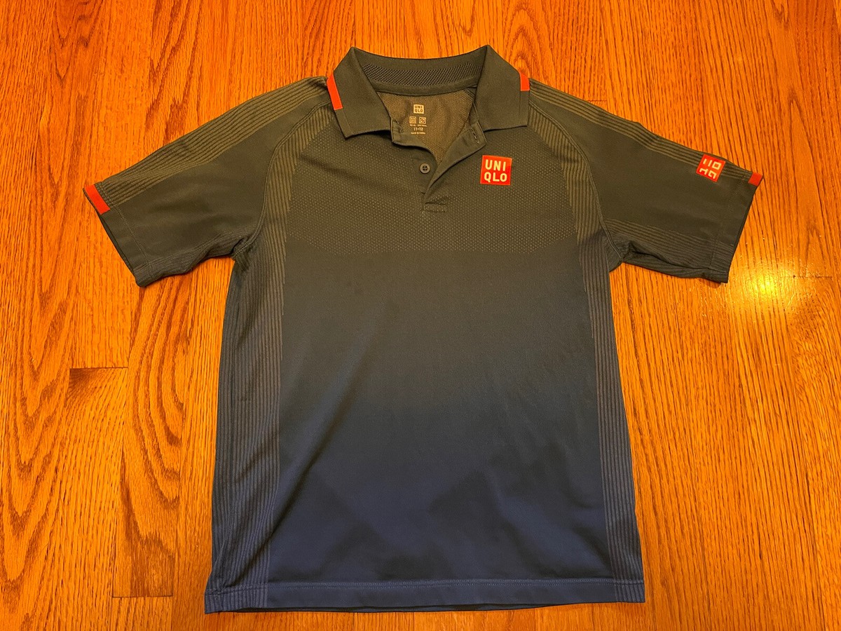 ROGER FEDERER Blue TENNIS POLO SHIRT JERSEY Uniqlo Boys 11-12