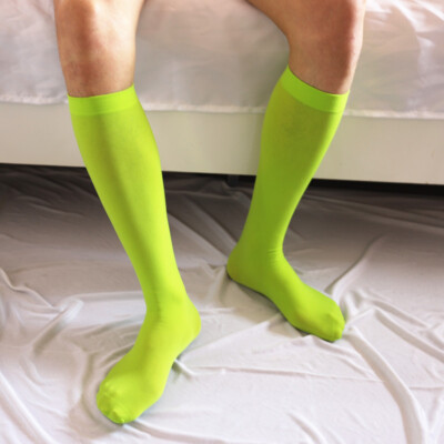 Men Sexy Sheer Business Dress Thin Socks Knee Brace Thigh High Stocking Hosiery 