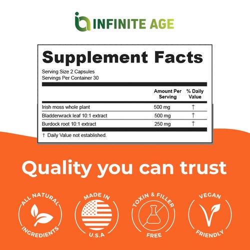 INFINITE AGE 1250mg Sea Moss Advanced Superfood Capsules 60 Count - High-Pote... - Picture 4 of 7
