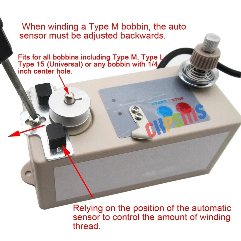 AC 110V Automatic Bobbin Winder General FOR 1/4"(6mm) Center Hole Sewing Bobbins - Image 3 of 4