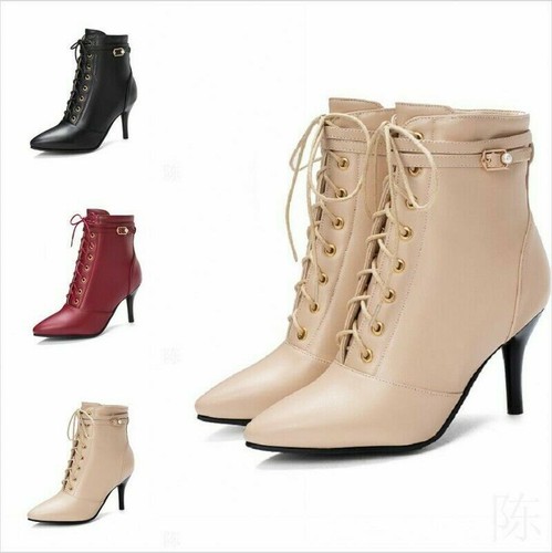 High Heels Boots Lace Up Kitten Heels 