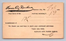 Kansas City Paper House ~ Antique Postal Card Advertising 1908