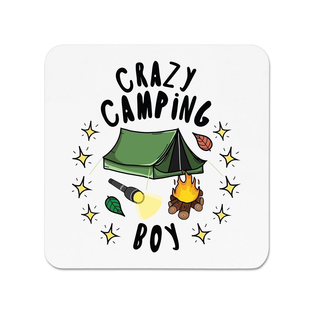 Crazy Camping Boy Stars Fridge Magnet Festival Tent Happy Camper Kids Childrens
