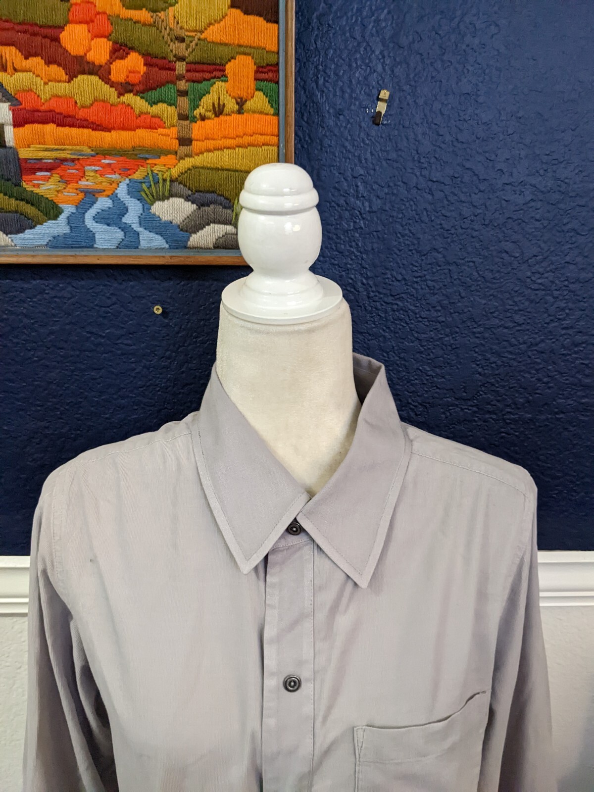 Soft Surroundings Gray Collared Button Shirt Long… - image 2