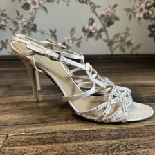 Valentino Garavani Italy Women’s Satin Sandal Heels Crystal Beaded Sz 40/US10
