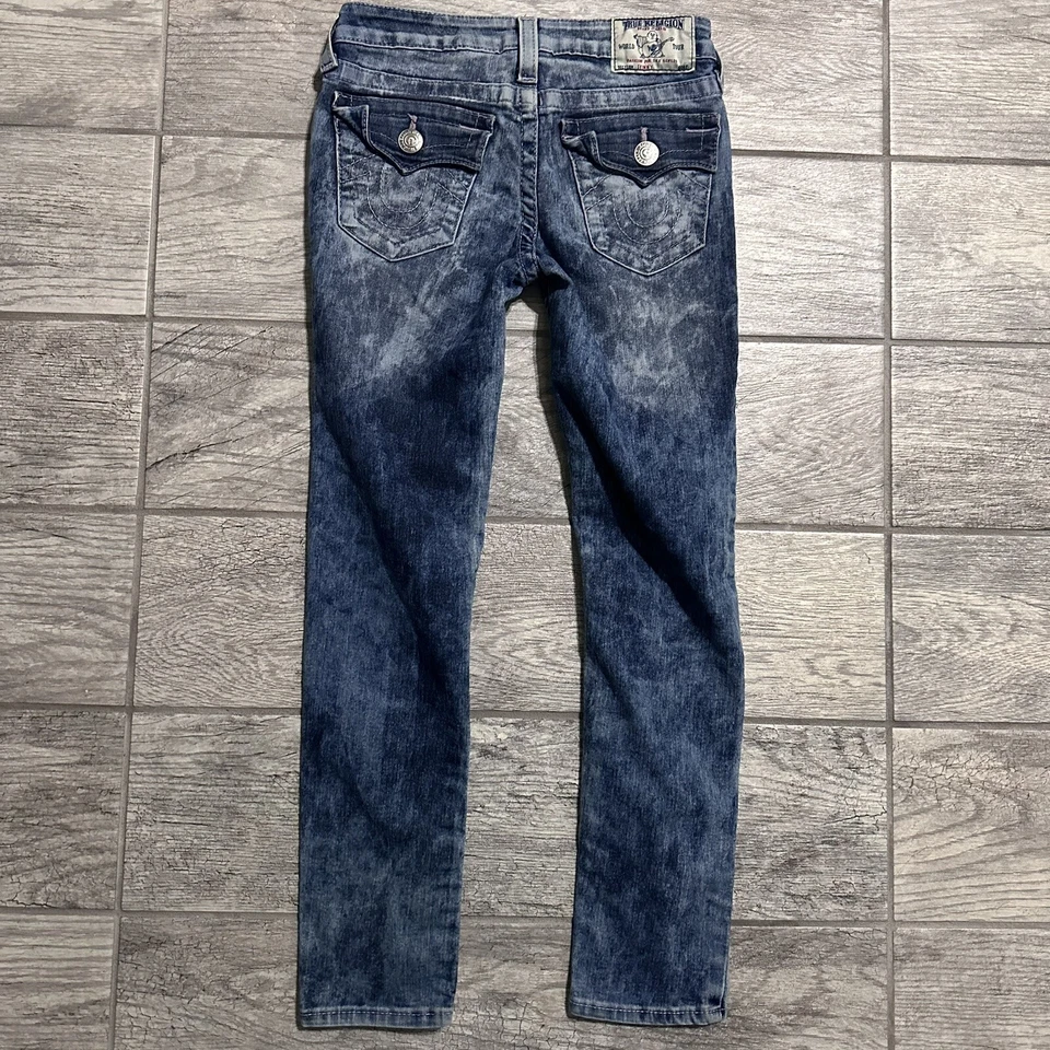 Pantalones de mezclilla True Religion para niña talla 8 rosa de un solo extremo ajustados elásticos Foto 2 de 4