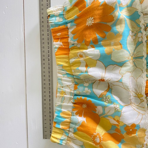 AERE Womens Maxi Skirt Size 8 Floral Orange Blue Linen Tiered Boho Ric Rac Trim - Picture 12 of 15