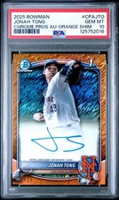 2025 Bowman Autographs Jonah Tong Orange Shimmer /25 COLOR MATCH 