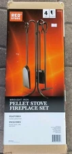 Red Stone Wrought Iron Fireplace 4 Piece Set NIB