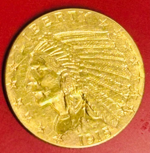 1915 P US American $2.5 Quarter Eagle Indian Head Gold Coin In Display Capsule
