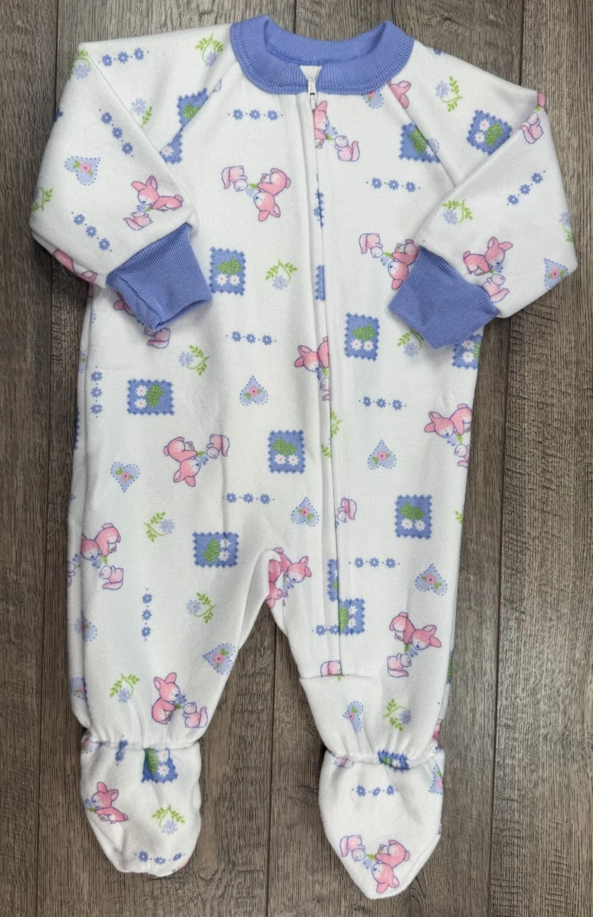 Baby Girl Clothes Nwot Vintage Circo 6 Month Bunny Fleece Footed Outfit