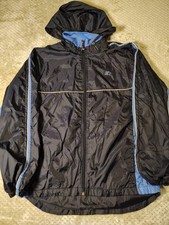 Boys Sz L 14/16 Starter Windbreaker Dark And Blue Lifht Blue Removable Hood
