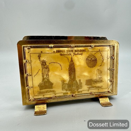 Vintage General Mfg Empire State Building Napkin Holder Gold Tone New York City