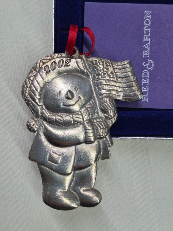 Vintage Reed & Barton Silverplate Snowman Ornament w/Box Dh02
