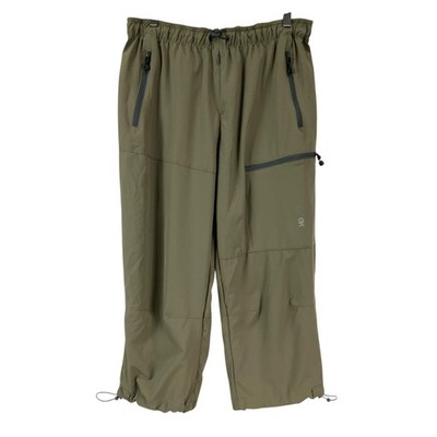 DK LDA Active Cargo Capris Jogger Pants Green Sz M Drawstring Waist Zip Pockets