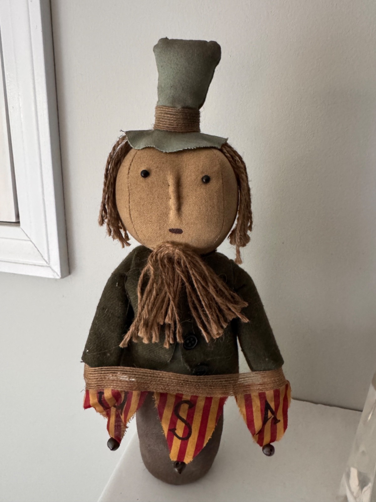Primitive UNCLE SAM Stump DOLL Patriotic 14