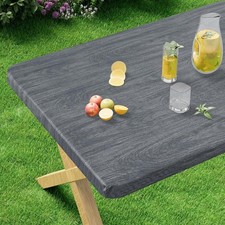 Rectangle Vinyl Tablecloth, Fitted Table Cover, Waterproof, Elastic Edge,