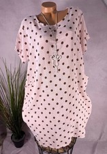 Breezy summer dress tunic linen mix polka dot dots Italy pink 42 44 46