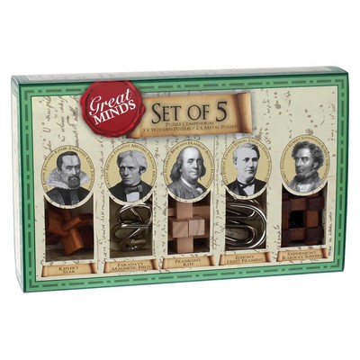 Great Minds Geduldspiel Set 5x Holz Metall Puzzle Wissenschaft