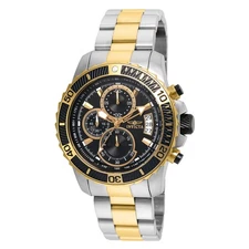 Invicta Men's Watch Pro Diver Quartz Chronograph Black Dial TT Bracelet 22418