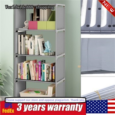 Book Cabinet Rack 4-Tier Bookcase Shelving Storage Organizer Bookshelf Stand