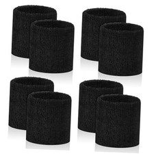 8 Pcs Sports Wrist Sweat Bands for Men  Women  Absorbent Wrist black