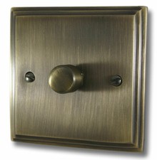 Victorian Plate Antique Brass 1 Gang 2 Way 400W Halogen Dimmer Switch G&H VAB11